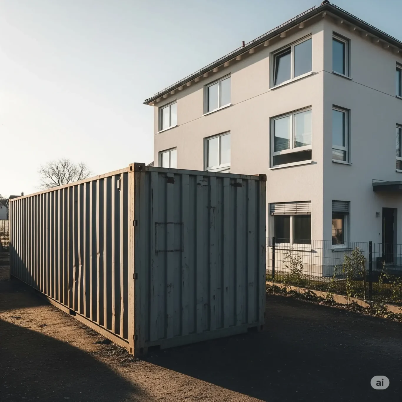 Dienstleistung Recycling und Entsorgung Container für Entsorgung und Recycling vor Mehrfamilienhaus - Kulpa Bau Rhein-Main